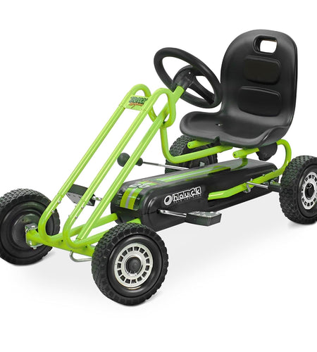 Lightning - Pedal Go Kart | Pedal Car | Ride on Toys for Boys & Girls with Ergonomic Adjustable Seat & Sharp Handling - Race Green
