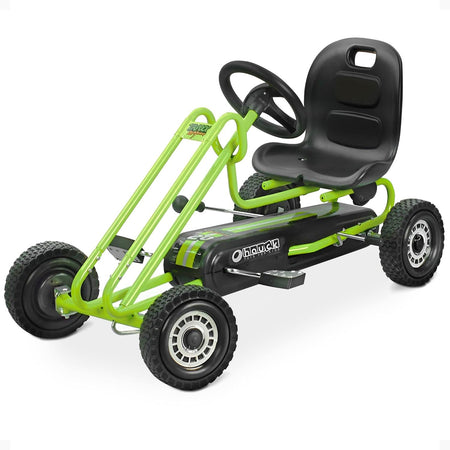 Lightning - Pedal Go Kart | Pedal Car | Ride on Toys for Boys & Girls with Ergonomic Adjustable Seat & Sharp Handling - Race Green