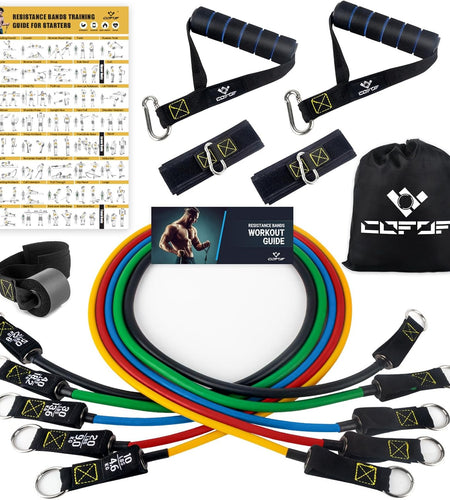 Resistance Bands Set with Handles, Exercise Bands Workout Bands Fitness Bands with Door Anchor, Legs Ankle Straps for Resistance Training，Physical Therapy，Home Gym Workout